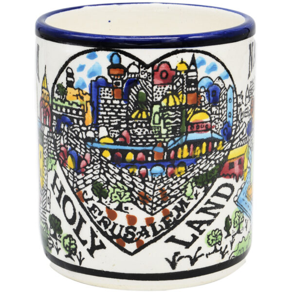 Armenian Ceramic 'Holy Land Souvenir' Mug - Made in Jerusalem (heart)