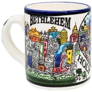 Armenian Ceramic 'Holy Land Souvenir' Mug - Made in Jerusalem (Bethlehem side)