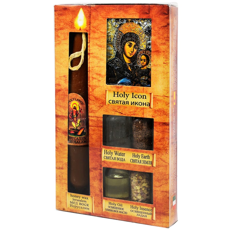 Elements of the Holy Land with Honey Candle and Icon