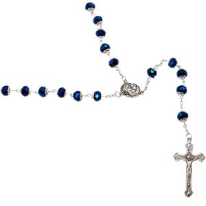 Holy Rosary Beads - Sparkling Blue with Soil from Jerusalem (detail)
