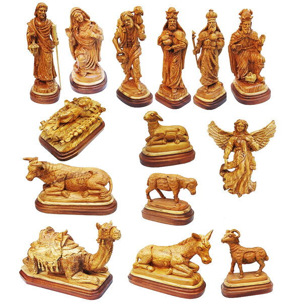 Large outdoor Nativity set pieces from olive wood - Made in Bethlehem