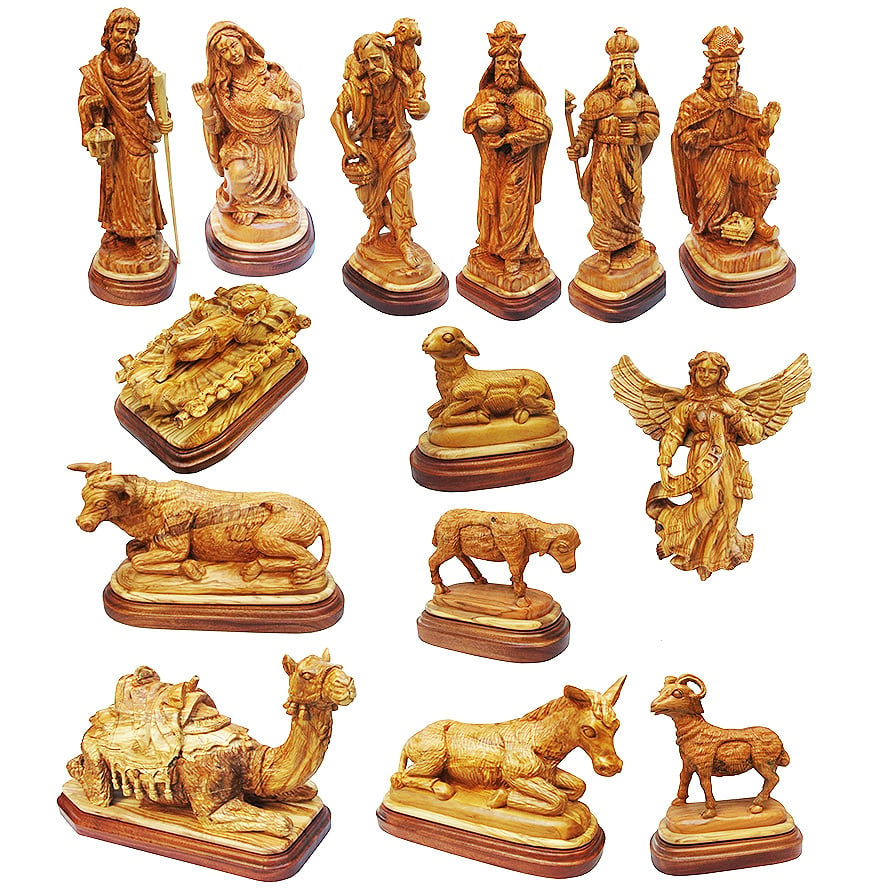 Large outdoor Nativity set pieces from olive wood – Made in Bethlehem