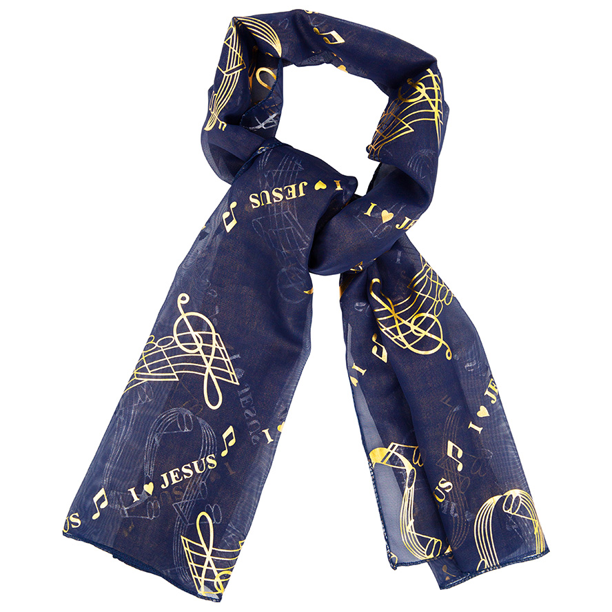 I Love Jesus' Musical Notes 'Praise the Lord' Worship Scarf - Mauve