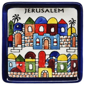 'Jerusalem' Armenian Ceramic Snack Dish from the Holy Land (top view)