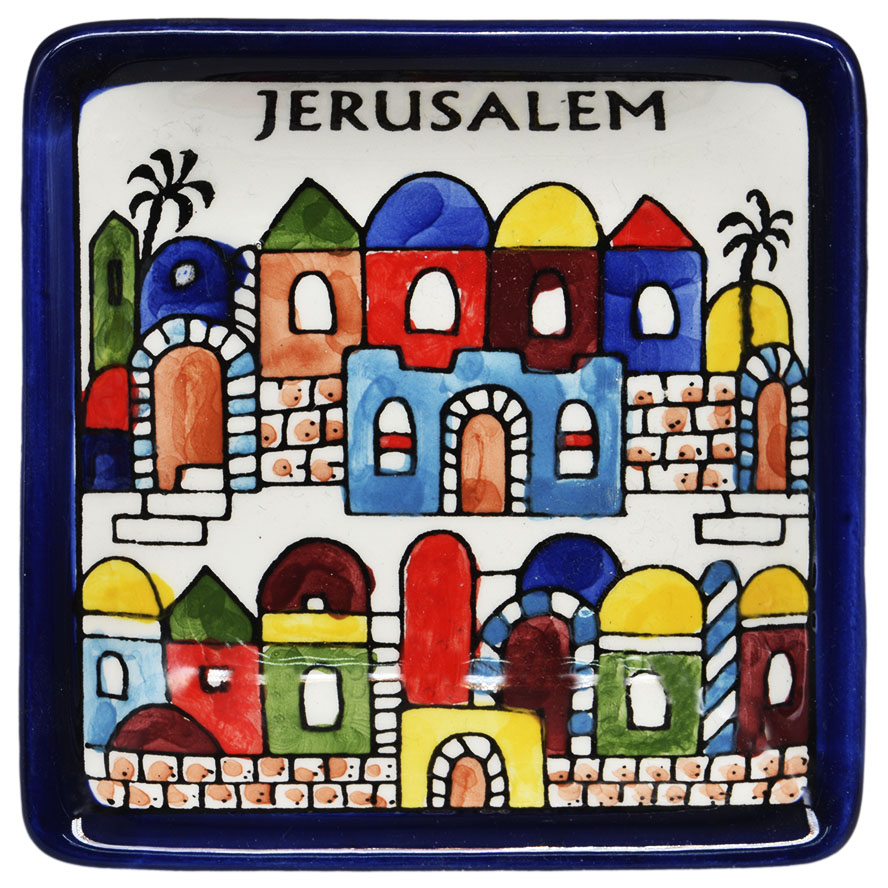 ‘Jerusalem’ Armenian Ceramic Snack Dish from the Holy Land (top view)