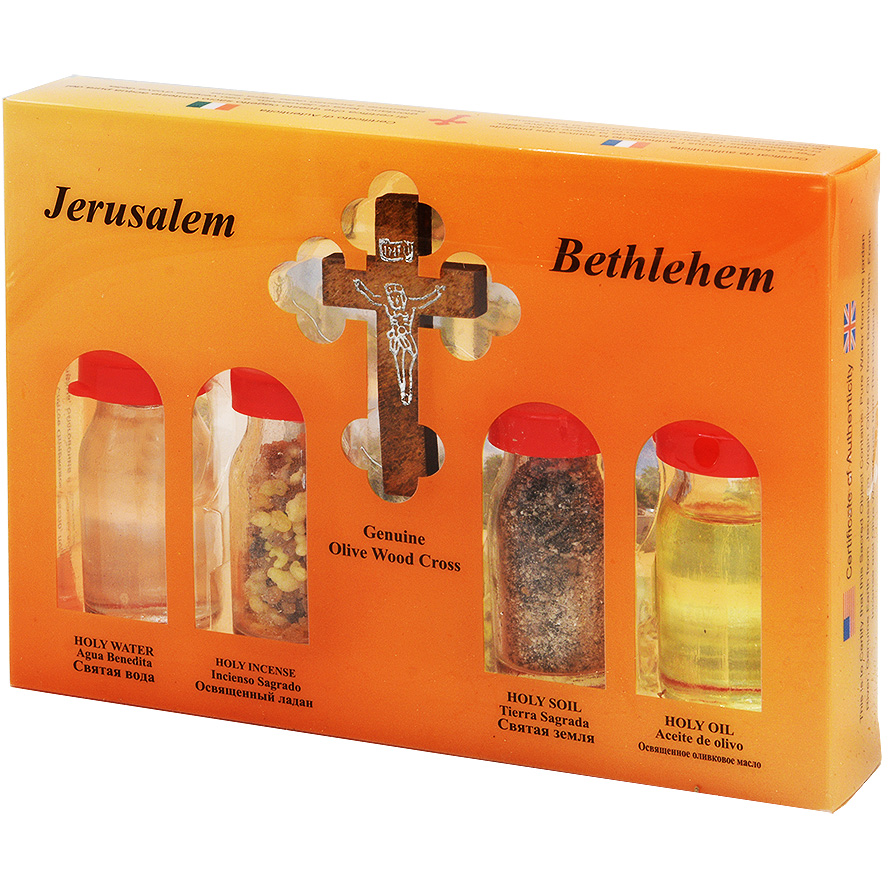 Blessing from Jerusalem - Holy Land Elements Kit - Olive Wood Cross