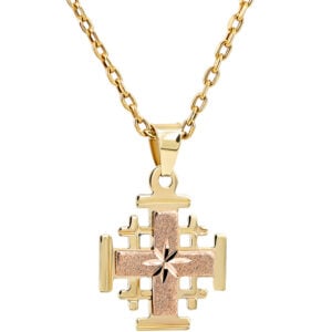 'Jerusalem Cross' 14k Yellow & Rose Gold 'Bright Morning Star' Pendant (with chain)