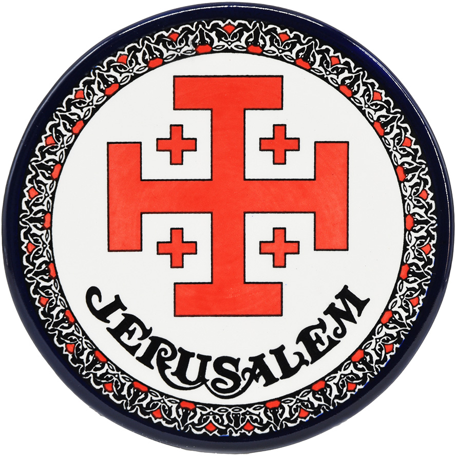 Armenian Ceramic ‘Jerusalem Cross’ Wall Hanging Plate – 6.5″