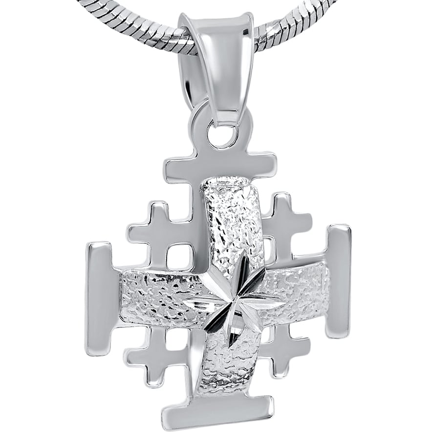 Jerusalem Cross' with 'Bright Morning Star' Sterling Silver Pendant