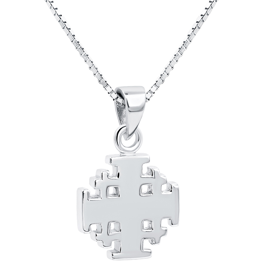 ‘Jerusalem Cross’ Sterling Silver Gospel Pendant – 1.2 Gram (with chain)