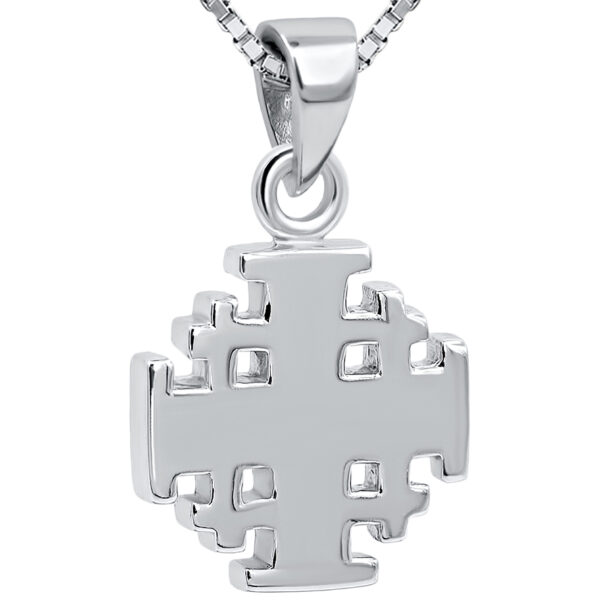 Center of the World 'Jerusalem Cross' Sterling Silver Gospel Pendant