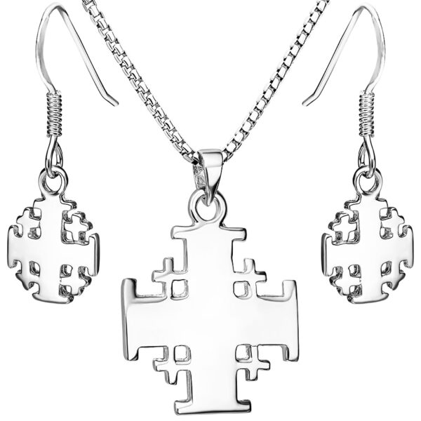 'Jerusalem Cross' Jewelry Set in Sterling Silver - Size Options