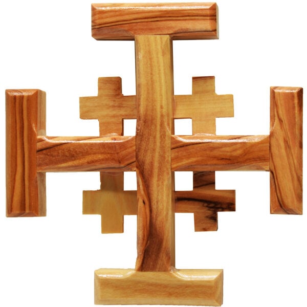 Olive Wood 'Jerusalem Cross' Made in the Holy Land - 4"