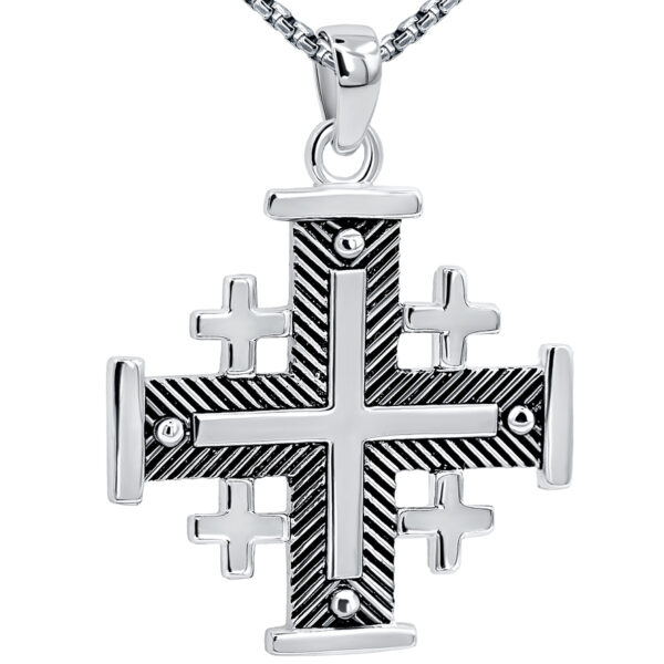 Jerusalem Cross' Fishbone Design in Sterling Silver - Large