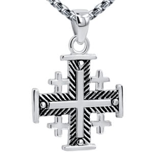Jerusalem Cross' Fishbone Design in Sterling Silver - Small