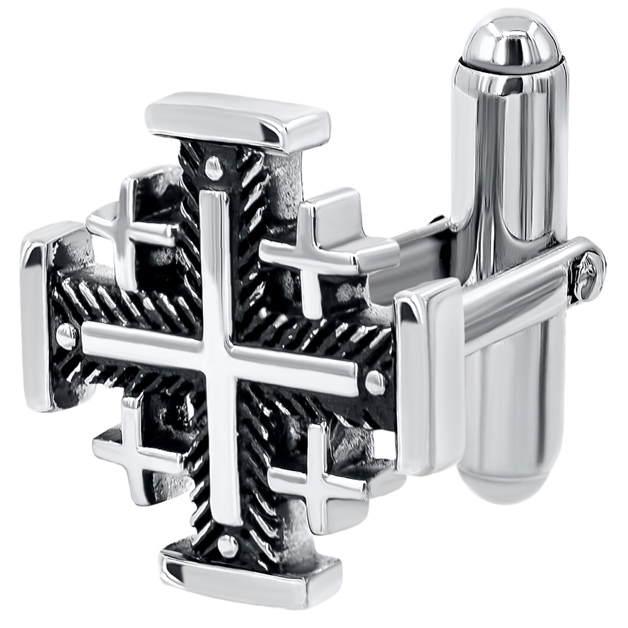 Cufflinks: ‘Jerusalem Cross’ – Fishbone Design in Sterling Silver (detail)