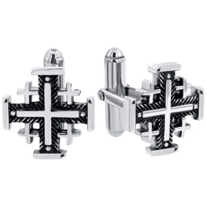 Cufflinks: 'Jerusalem Cross' - Fishbone Design in Sterling Silver
