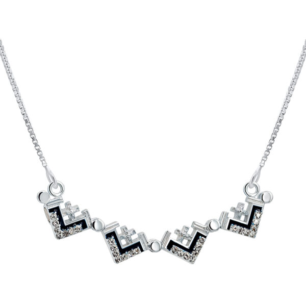 Opening 'Jerusalem Cross' with Zircon in 925 Silver Necklace (open)