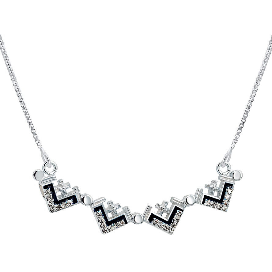 Opening ‘Jerusalem Cross’ with Zircon in 925 Silver Necklace (open)