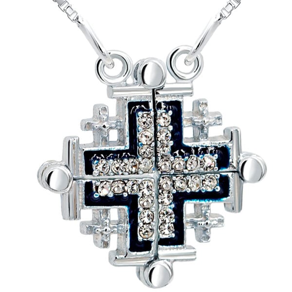 Opening 'Jerusalem Cross' with Zircon in Sterling Silver