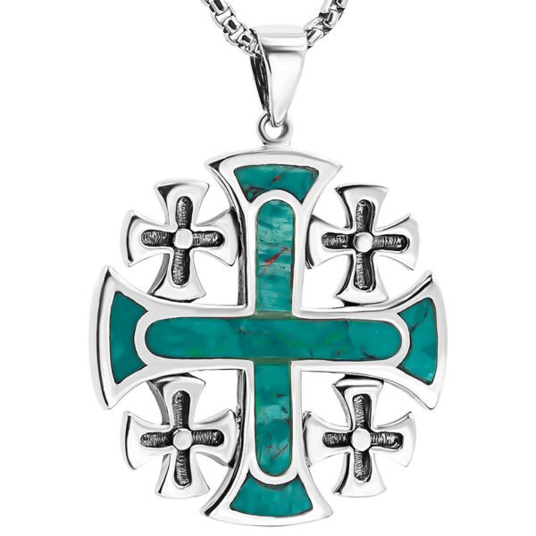 Solomon Stone 'Jerusalem Cross' Knights of Malta in Sterling Silver Pendant