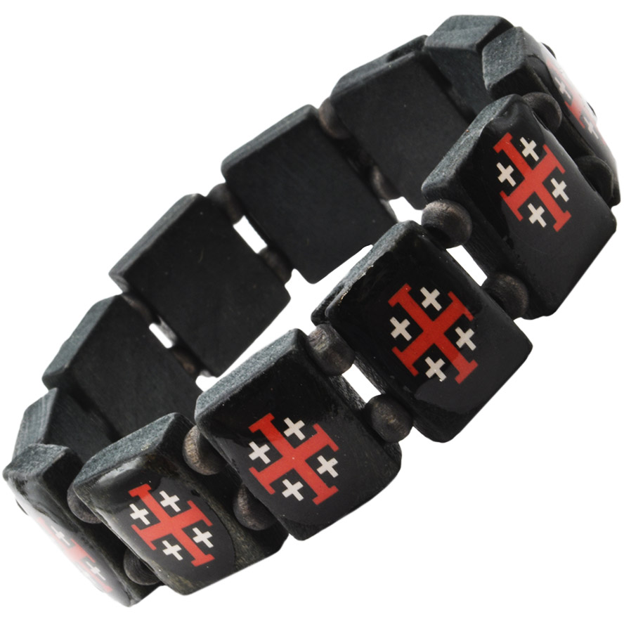 Jerusalem Cross’ Wooden Bracelet from the Holy Land – 12 Crosses