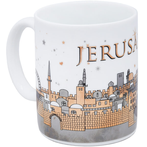 Ceramic 'Jerusalem of Gold' Espresso Cup - left side view