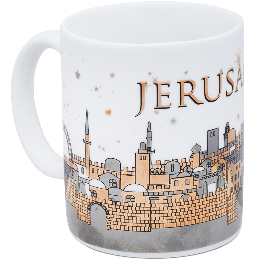 Ceramic ‘Jerusalem of Gold’ Espresso Cup – left side view
