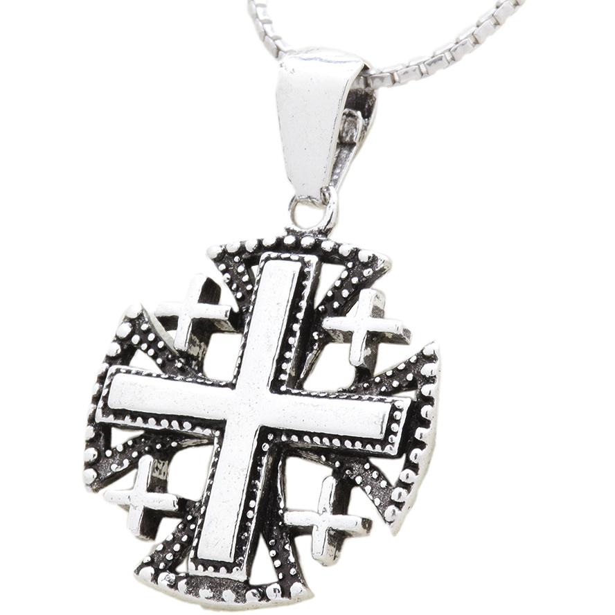 Templar Jerusalem Cross’ Decorated Sterling Silver Pendant