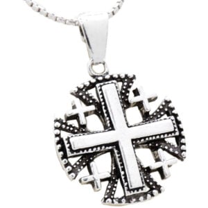 'Templar Jerusalem Cross' Decorated Sterling Silver Pendant (side view)