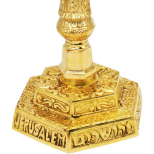 Temple Menorah - 24 karat Gold Plated Brass - Made in Israel (base detail)