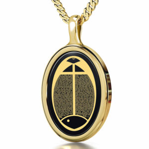 Jesus Calls His Disciples - 24k Scripture on Onyx in 14k Gold Oval Necklace
