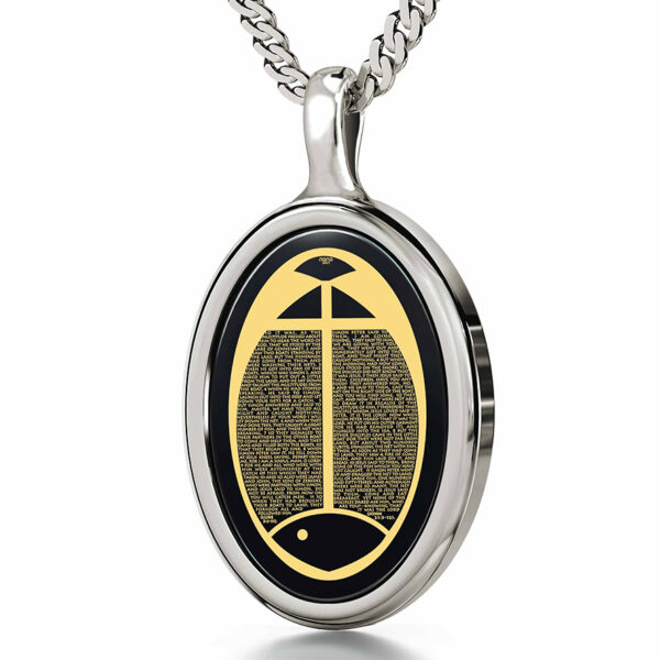 Jesus Calls His Disciples - Onyx 24k Scripture Sterling Silver Oval Necklace