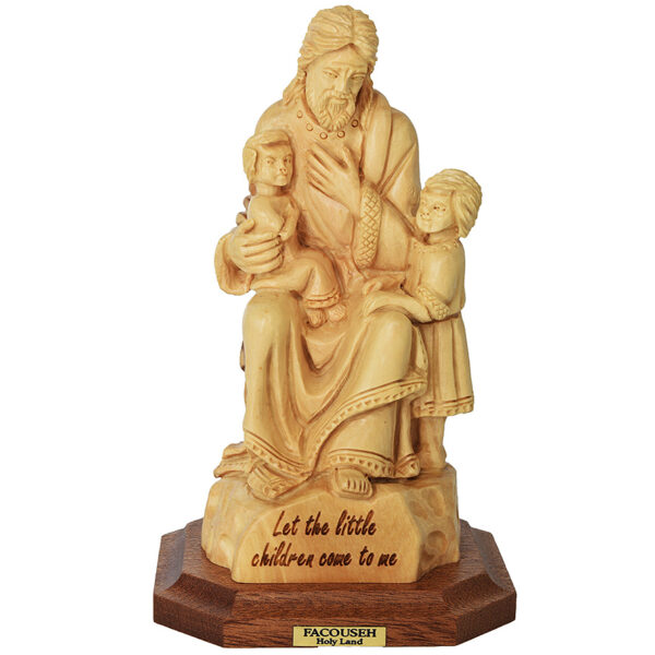 Jesus "Let the Little Children Come to Me" Olive Wood Statue