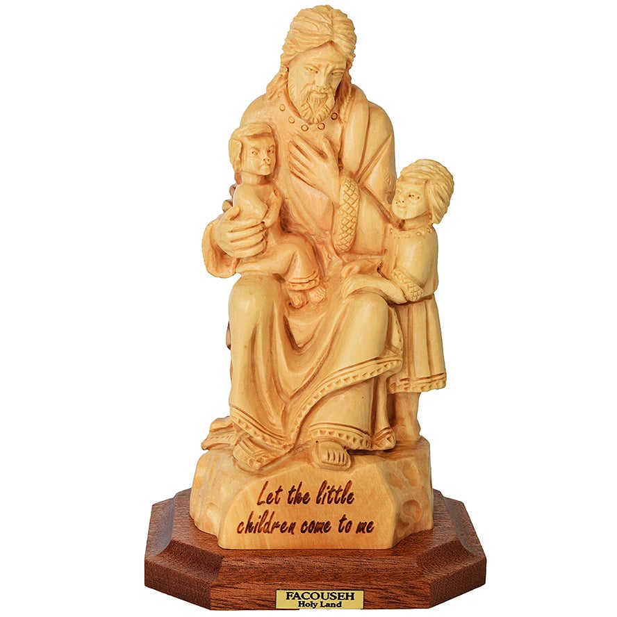 Jesus “Let the Little Children Come to Me” Olive Wood Statue