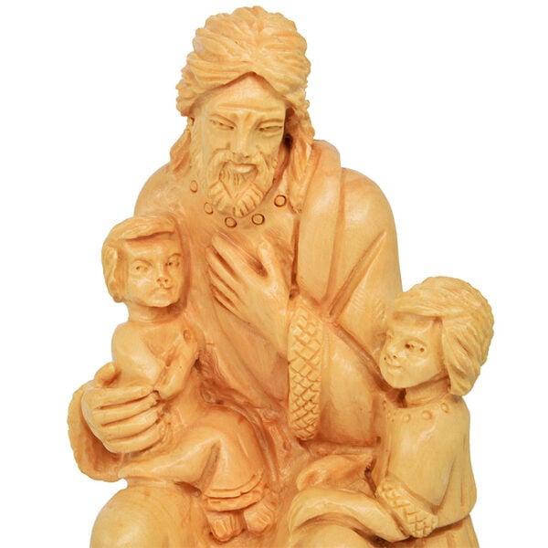 Jesus "Let the Little Children Come to Me" Olive Wood Statue (detail)