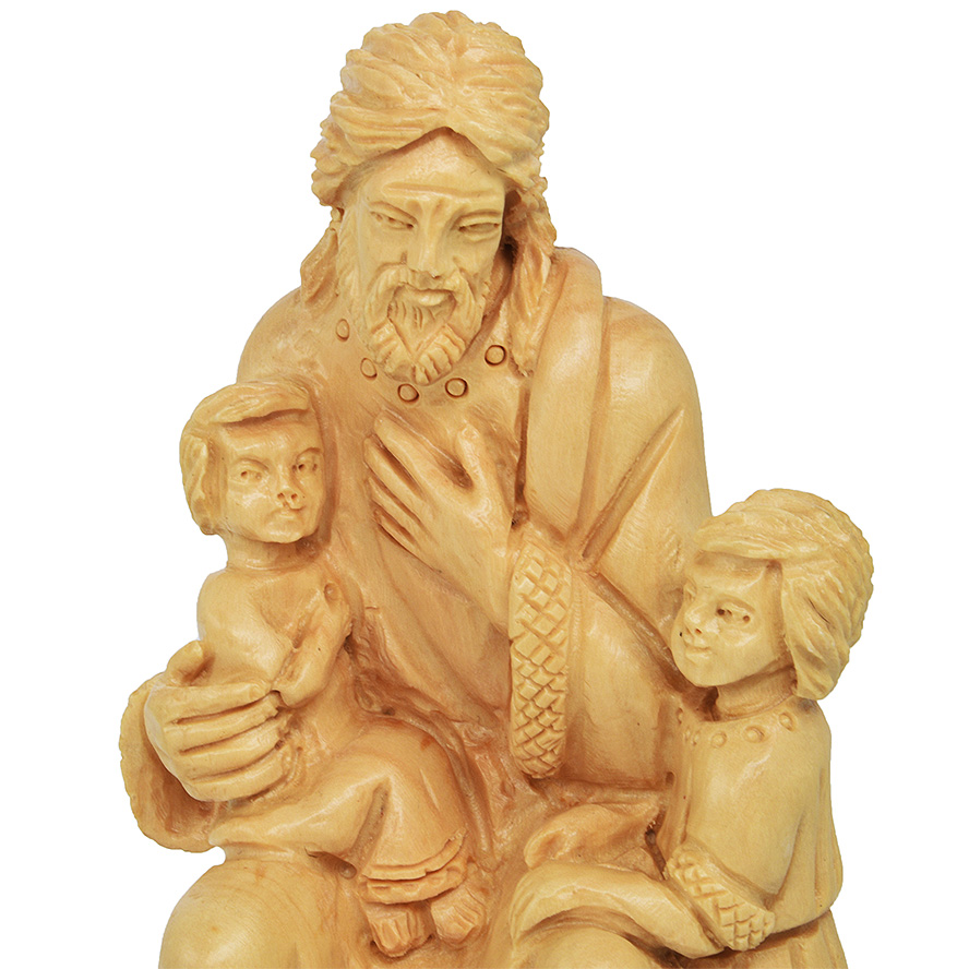 Jesus “Let the Little Children Come to Me” Olive Wood Statue (detail)
