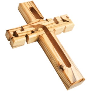 Jesus Cross' Hand Carved from Olive Wood in Bethlehem - 6"