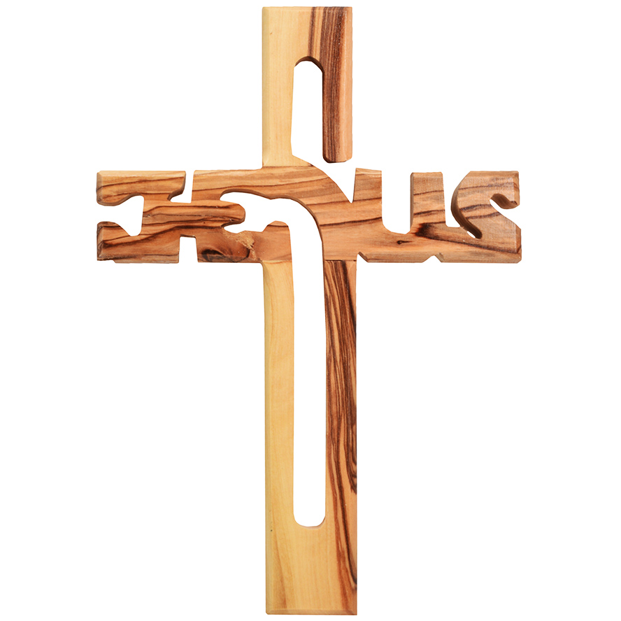 Jesus Cross' Olive Wood Wall Hanging - Made in Bethlehem - 5"