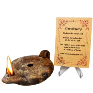 Clay Oil Lamp with Handle - Jesus Period replica from Jerusalem