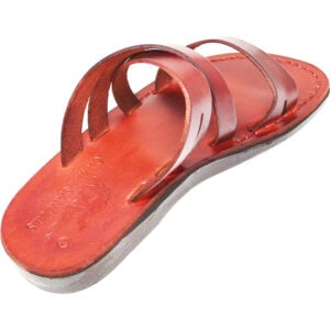 'Preacher Man' Leather Jesus Sandals - Made in Israel - Camel Leather (rear side view)