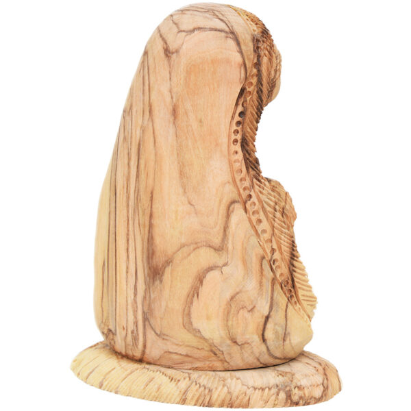 Mary and Jesus Detailed Olive Wood Carving from Bethlehem - 5" (rear view)