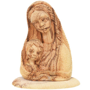 Mary and Jesus Detailed Olive Wood Carving from Bethlehem - 5"