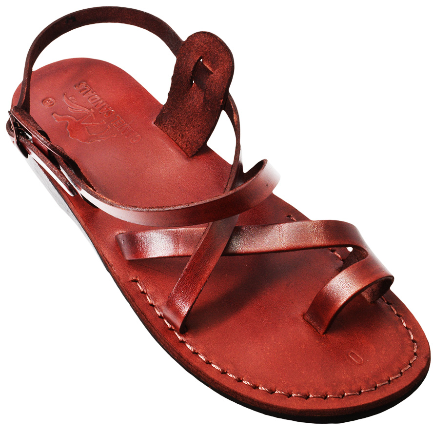Biblical Jesus Sandals ‘Damascus Road’ Made in Bethlehem – Leather (front view)