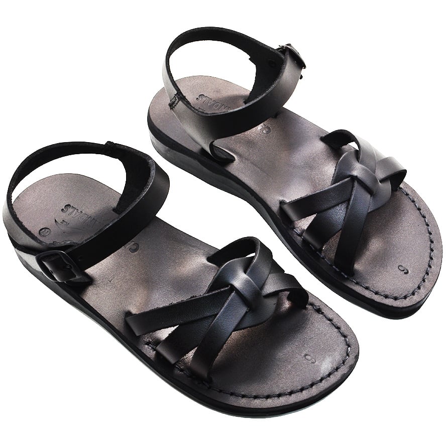Biblical Jesus Sandals ‘Emmaus Road’ – Made in Israel – Black Leather