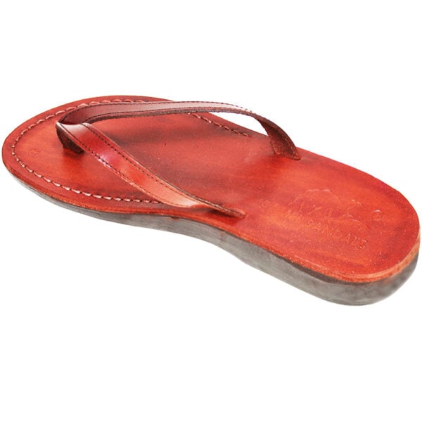 'Flip Flops' Leather Jesus Sandals - Made in Israel - Camel Leather (rear angle view)