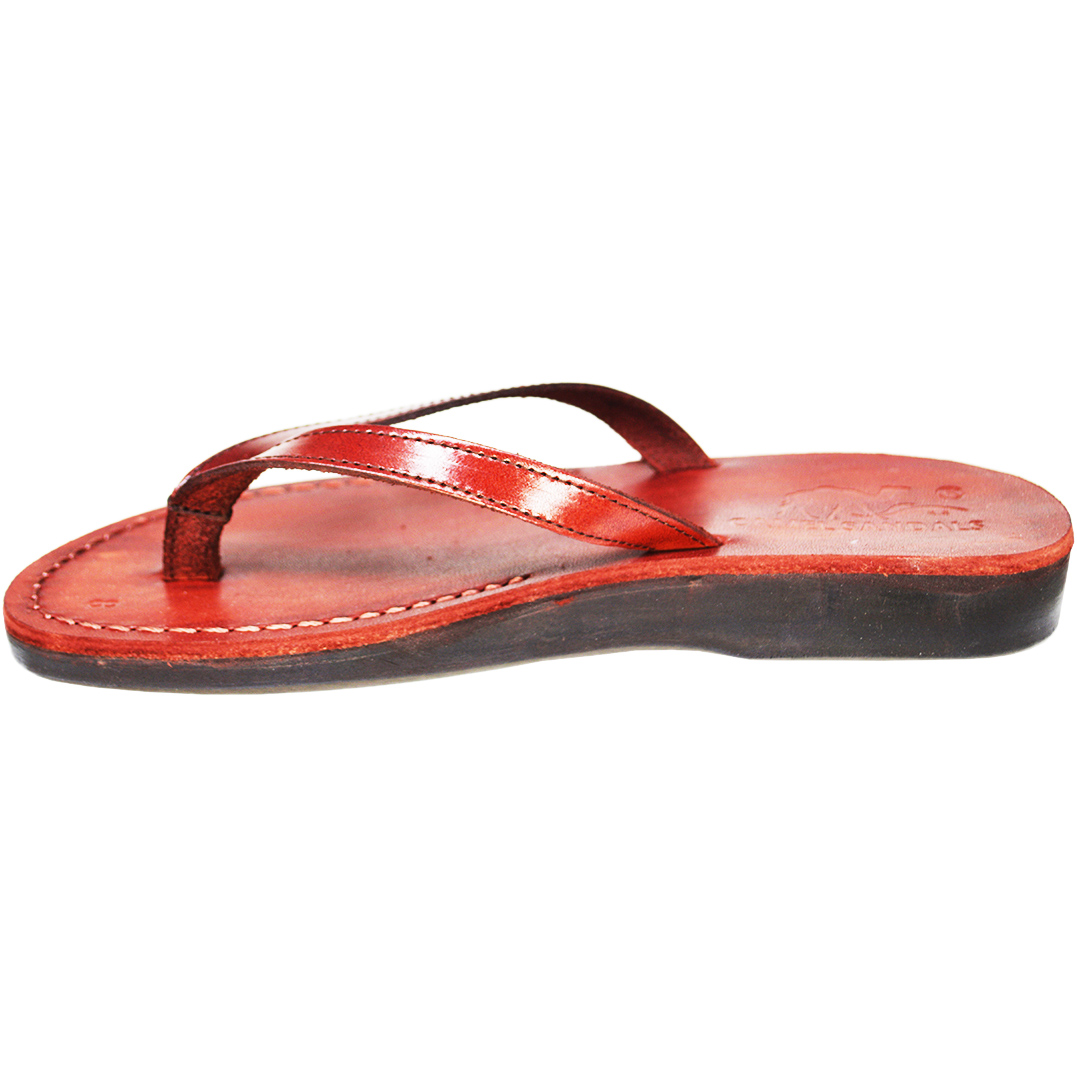 ‘Flip Flops’ Leather Jesus Sandals – Made in Israel – Camel Leather (side view)