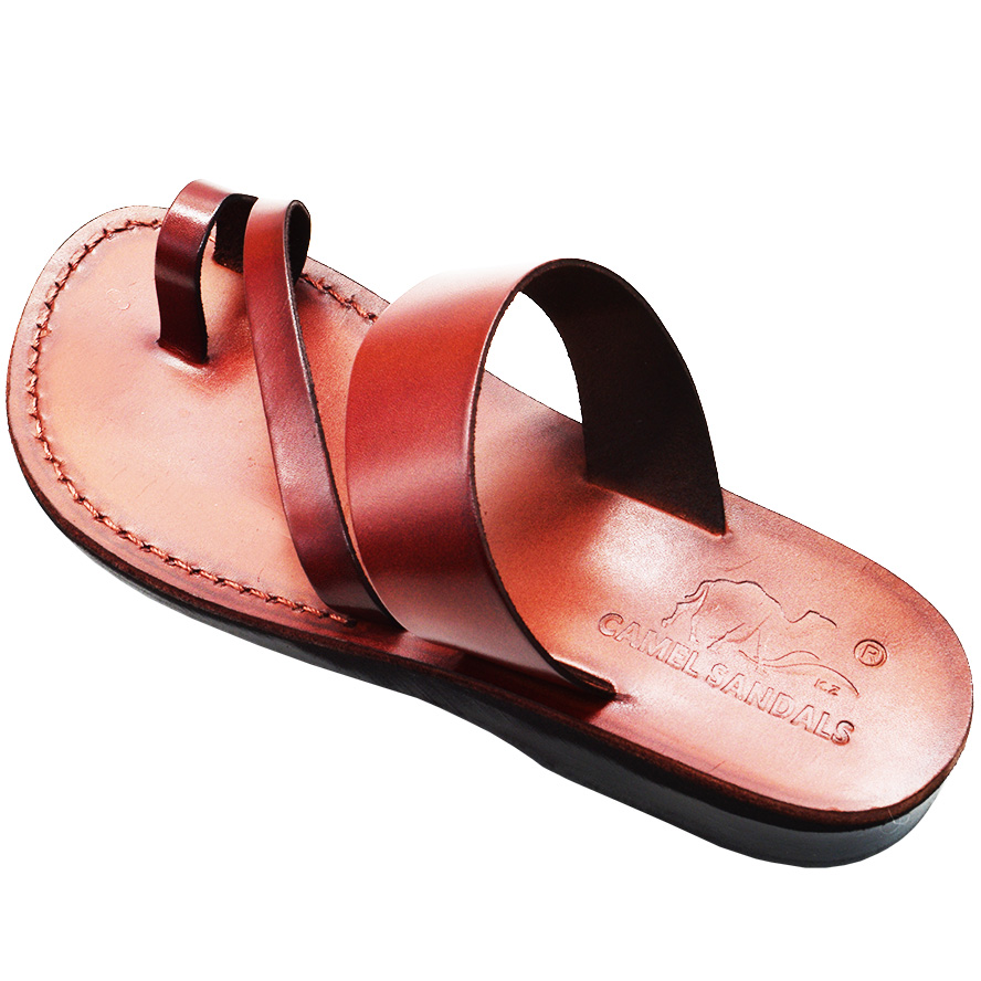 Biblical Sandals ‘King David’ – Made in Israel – Camel Leather (top side view)
