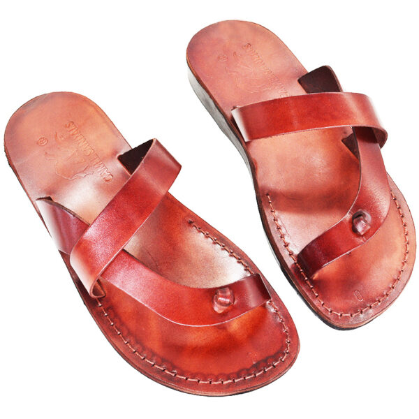Biblical Jesus Sandals 'Nazarene' - Made in Bethlehem - Leather (top view)