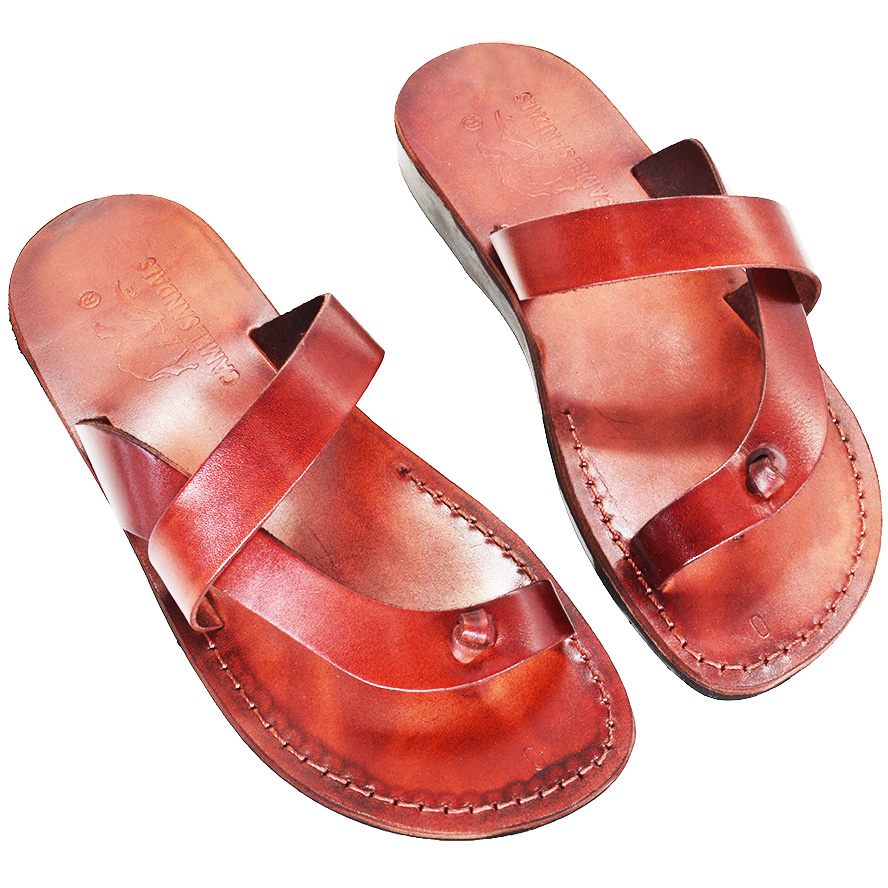 Biblical Jesus Sandals ‘Nazarene’ – Made in Bethlehem – Leather (top view)